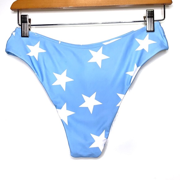 ZAFUL Light Blue White Star Print Swimsuit Bikini Bottom Size 4 - Small - Picture 5 of 5